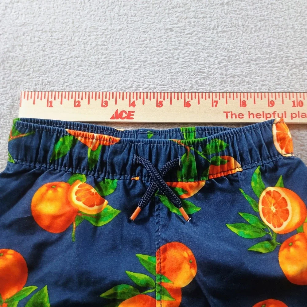 Old Navy Boys Swim Trunks Navy Orange Fruit Print 3T Elastic Waist